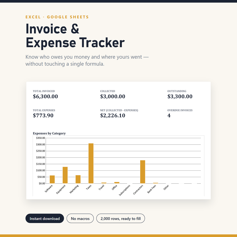Invoice Tracker & Generator — screenshot of the real thing